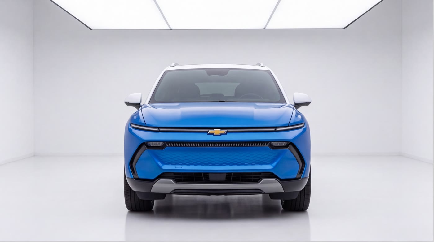 Front three-quarter studio shot of a Chevrolet Equinox EV